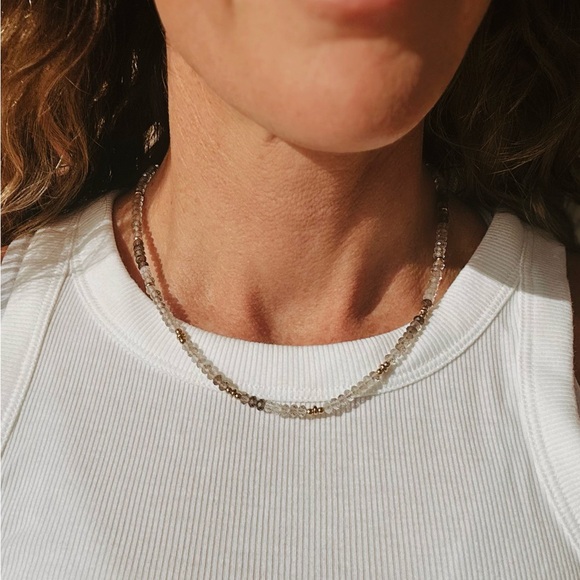 BUNDLE Ombre Smokey Quartz Necklace Waterproof Gold Beautiful Neutral Beaded - Picture 11 of 12